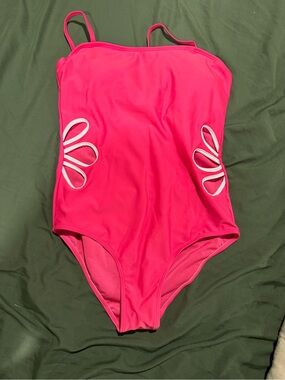 SHEIN Hot Pink Girls One-Piece Swimsuit with Side Cutouts